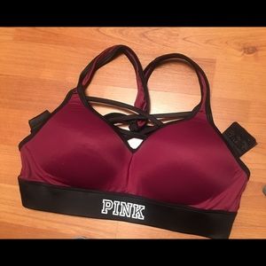 Burgundy and Black sports Brassiere PINK